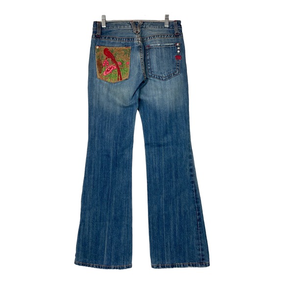 Vintage Miss Me Flare Jeans Parrot & Flower Embroidered Pocket Size 26 - Picture 2 of 10